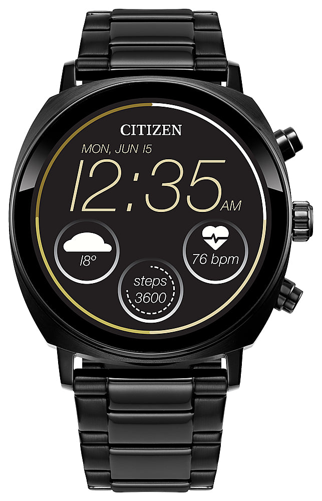 Citizen - CZ Smart 41mm Unisex Stainless Steel Casual Smartwatch with IP Stainless Steel Bracelet - Black_0