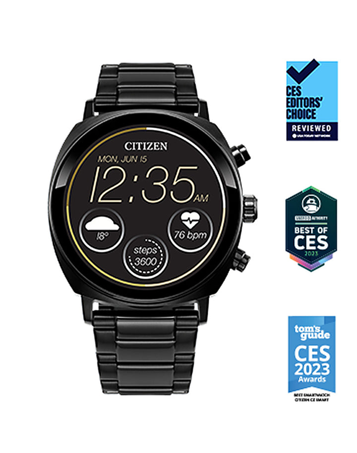 Citizen - CZ Smart 41mm Unisex Stainless Steel Casual Smartwatch with IP Stainless Steel Bracelet - Black_8