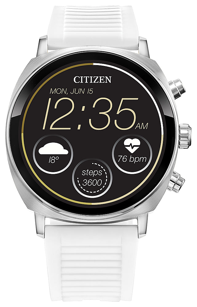 Citizen - CZ Smart 41mm Unisex Stainless Steel Casual Smartwatch with Silicone Strap - Silver_0