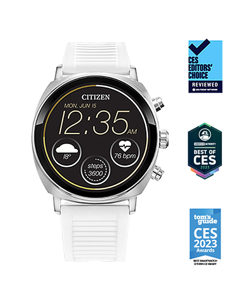 Citizen - CZ Smart 41mm Unisex Stainless Steel Casual Smartwatch with Silicone Strap - Silver_10