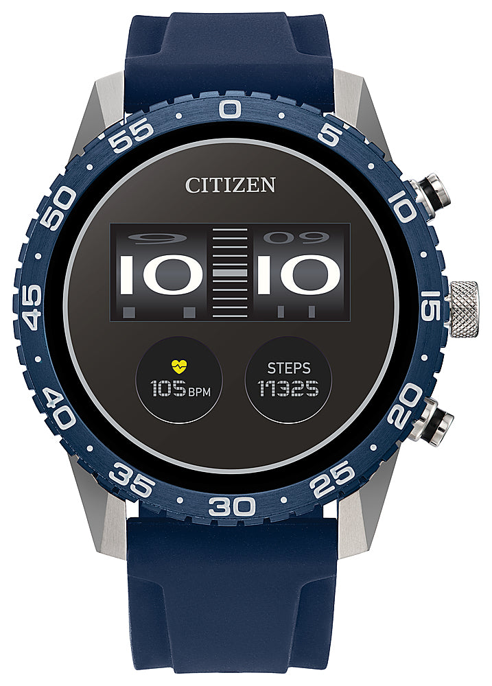 Citizen - CZ Smart 45m Unisex Stainless Steel Sport Smartwatch with Silicone Strap - Silver_0