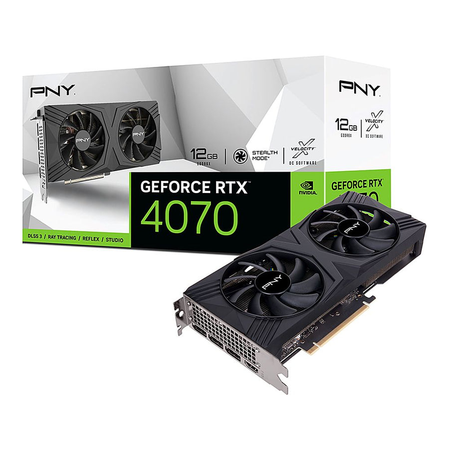 PNY - NVIDIA GeForce RTX 4070 12GB GDDR6X PCI Express 4.0 Graphics Card with Dual Fan and DLSS 3 - Black_0