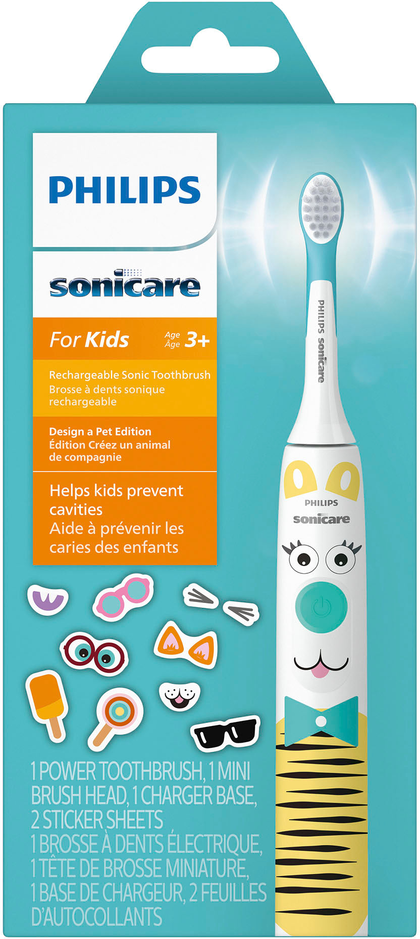 Philips Sonicare - Sonicare for Kids Design a Pet Edition Electric Toothbrush - White With Aqua Blue Button_6