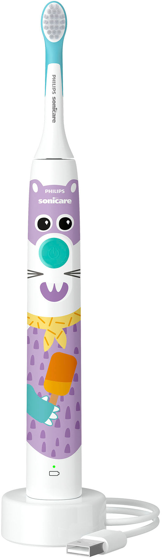 Philips Sonicare - Sonicare for Kids Design a Pet Edition Electric Toothbrush - White With Aqua Blue Button_5