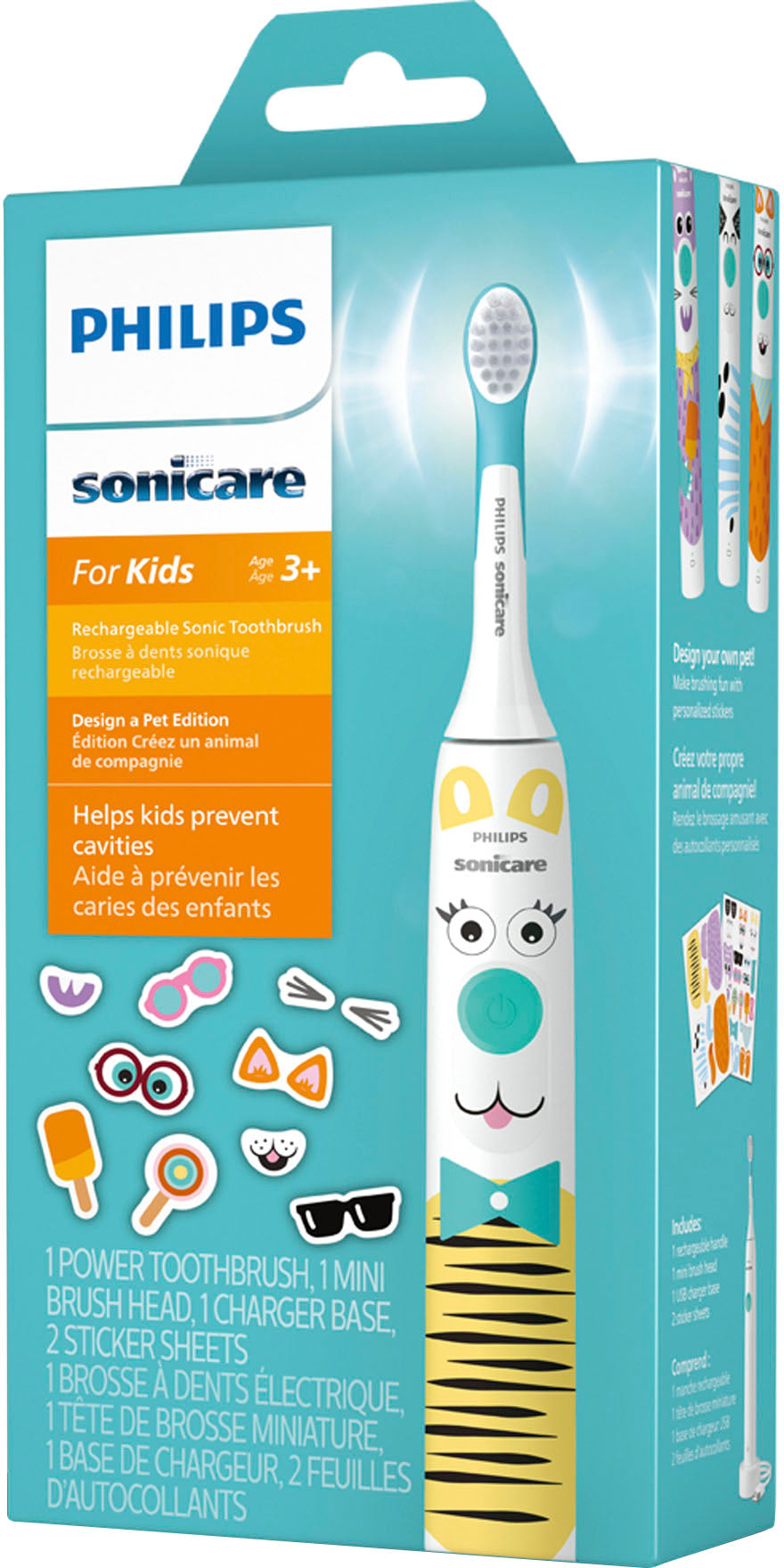 Philips Sonicare - Sonicare for Kids Design a Pet Edition Electric Toothbrush - White With Aqua Blue Button_3