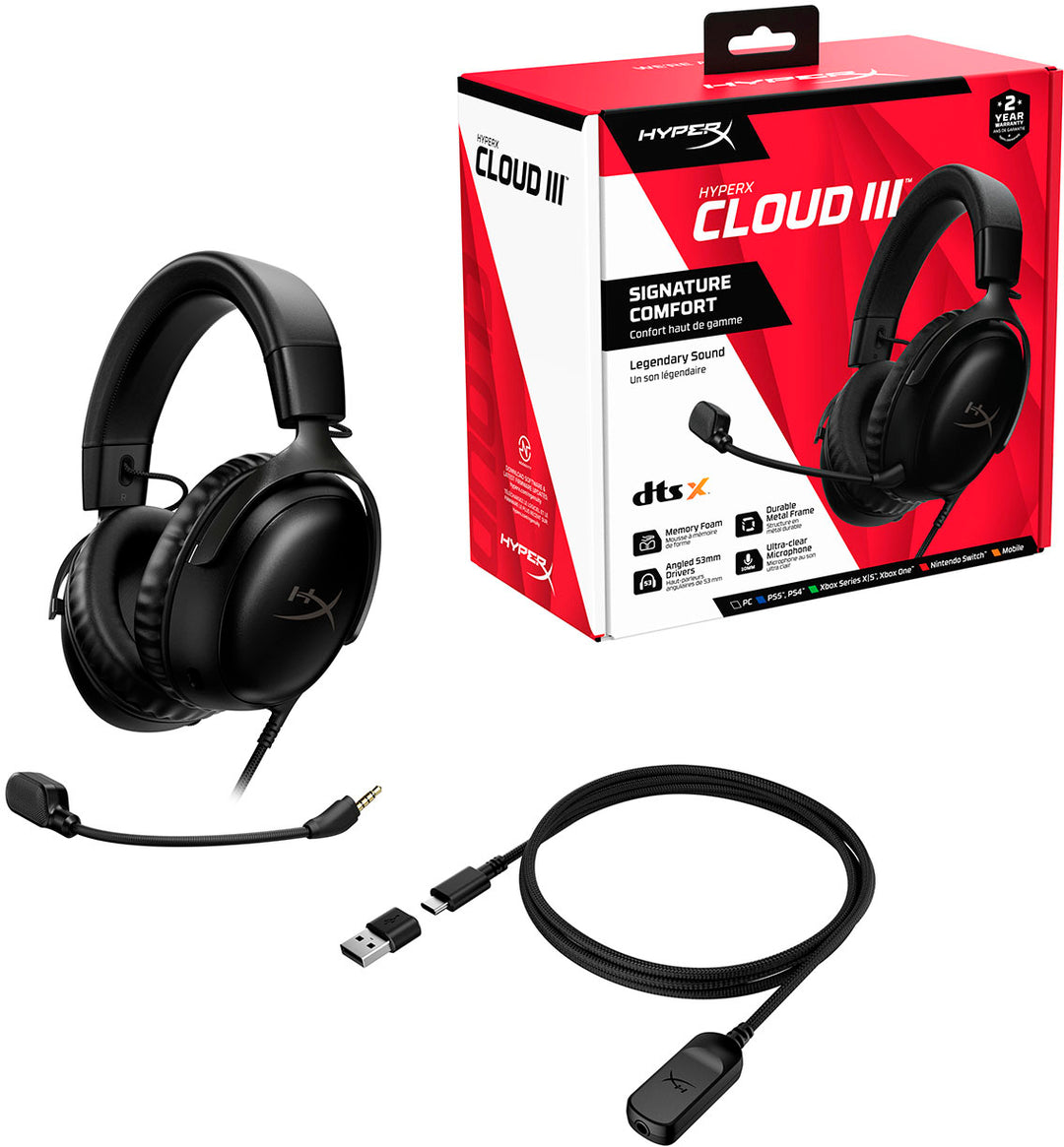 HyperX - Cloud III Wired DTS Headphone:X Gaming Headset for PC, PS5, PS4, Xbox Series X|S, Xbox One, Nintendo Switch, and Mobile_5