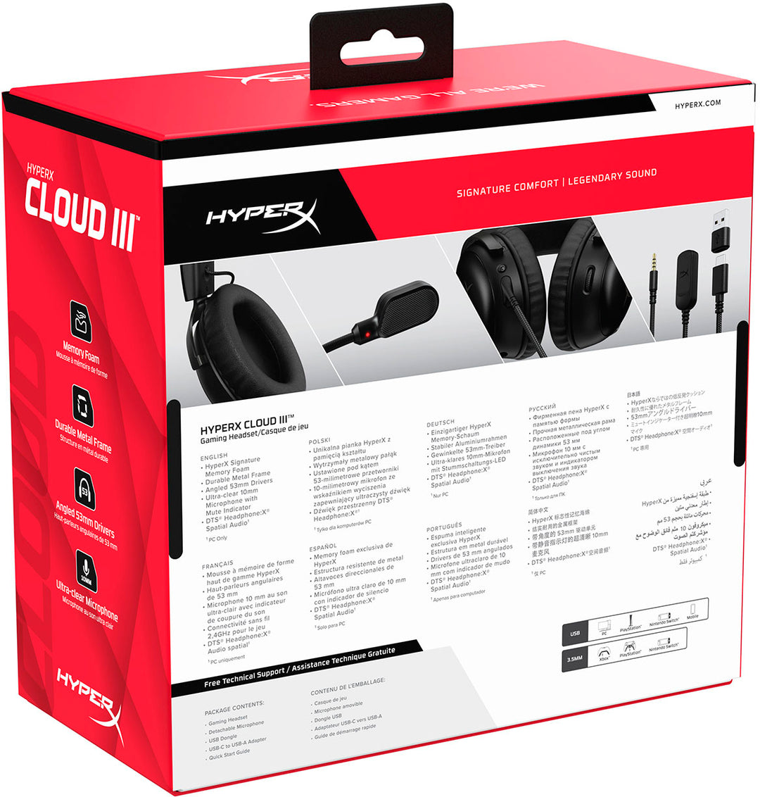 HyperX - Cloud III Wired DTS Headphone:X Gaming Headset for PC, PS5, PS4, Xbox Series X|S, Xbox One, Nintendo Switch, and Mobile_3