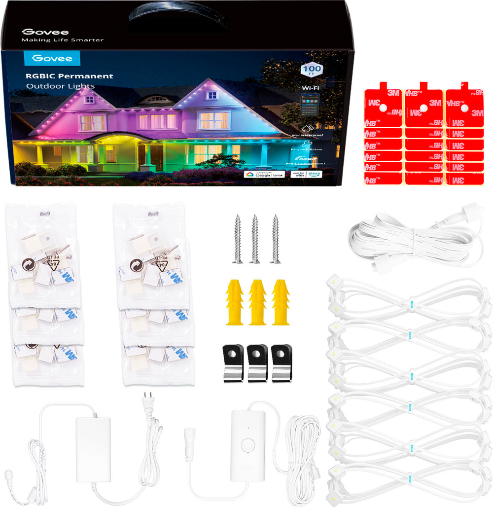 Govee - Wi-Fi RGBIC Outdoor Permanent String Lights 100ft - Multi_1