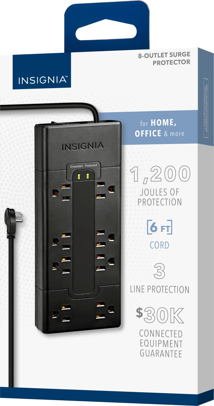 Insignia™ - 8-Outlet 1,200 Joules Surge Protector - Black_6