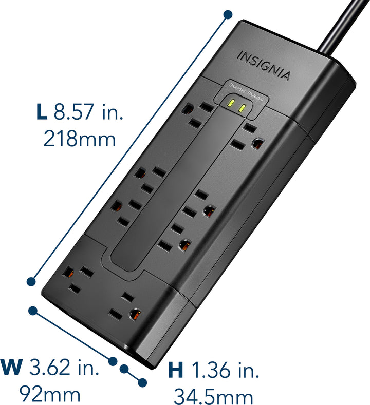 Insignia™ - 8-Outlet 1,200 Joules Surge Protector - Black_2