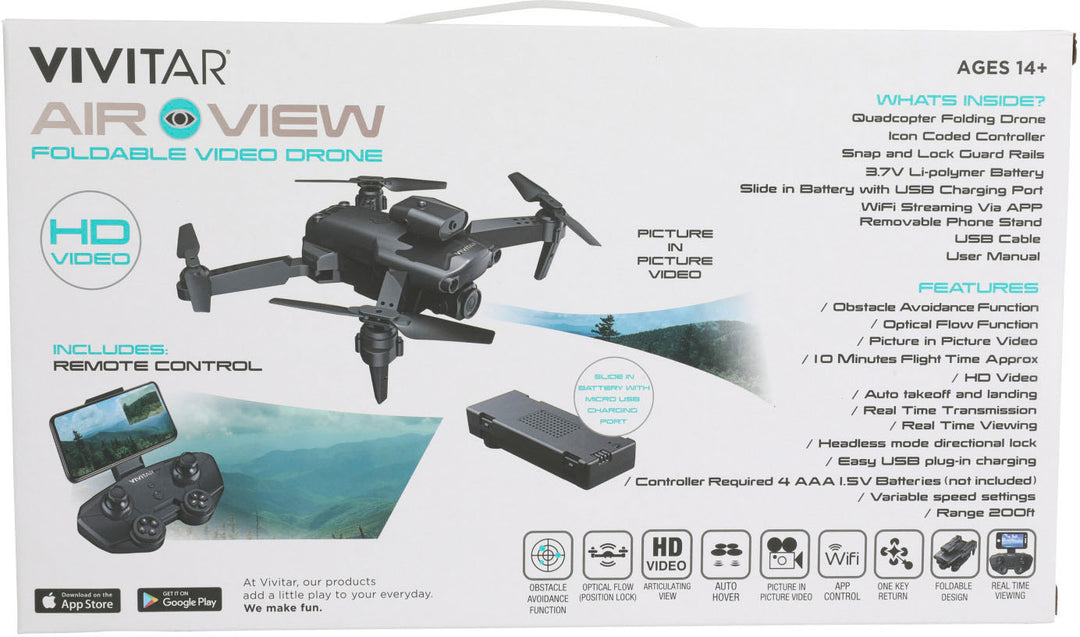 Vivitar - Air View Foldable Drone with Remote - Black_8