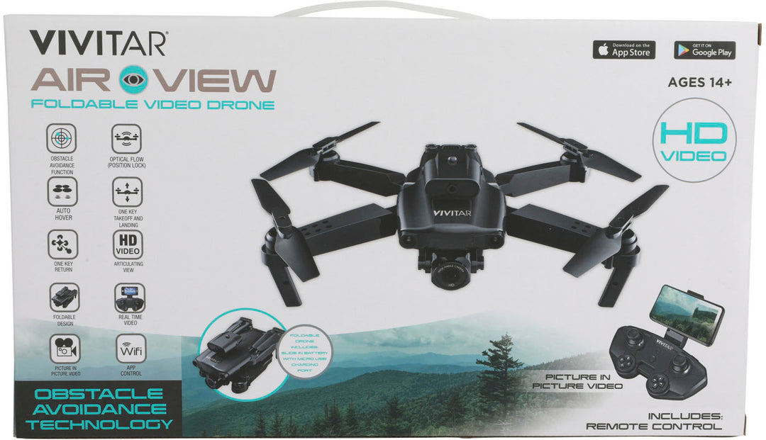 Vivitar - Air View Foldable Drone with Remote - Black_2