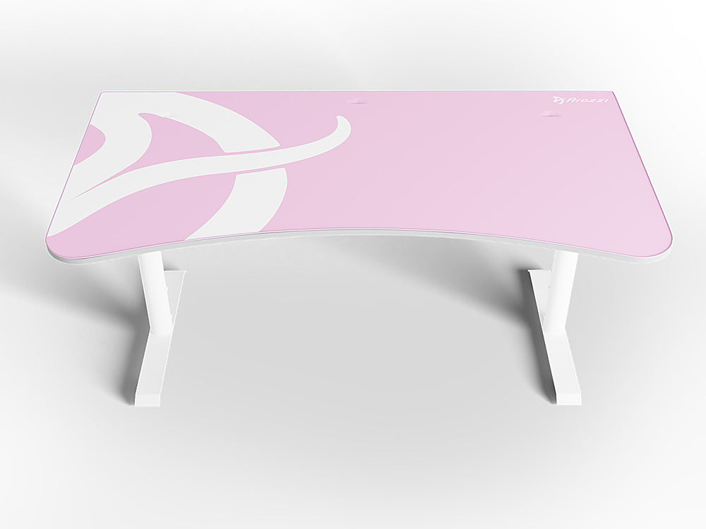 Arozzi - Arena Ultrawide Curved Gaming Desk - White/Pink_1