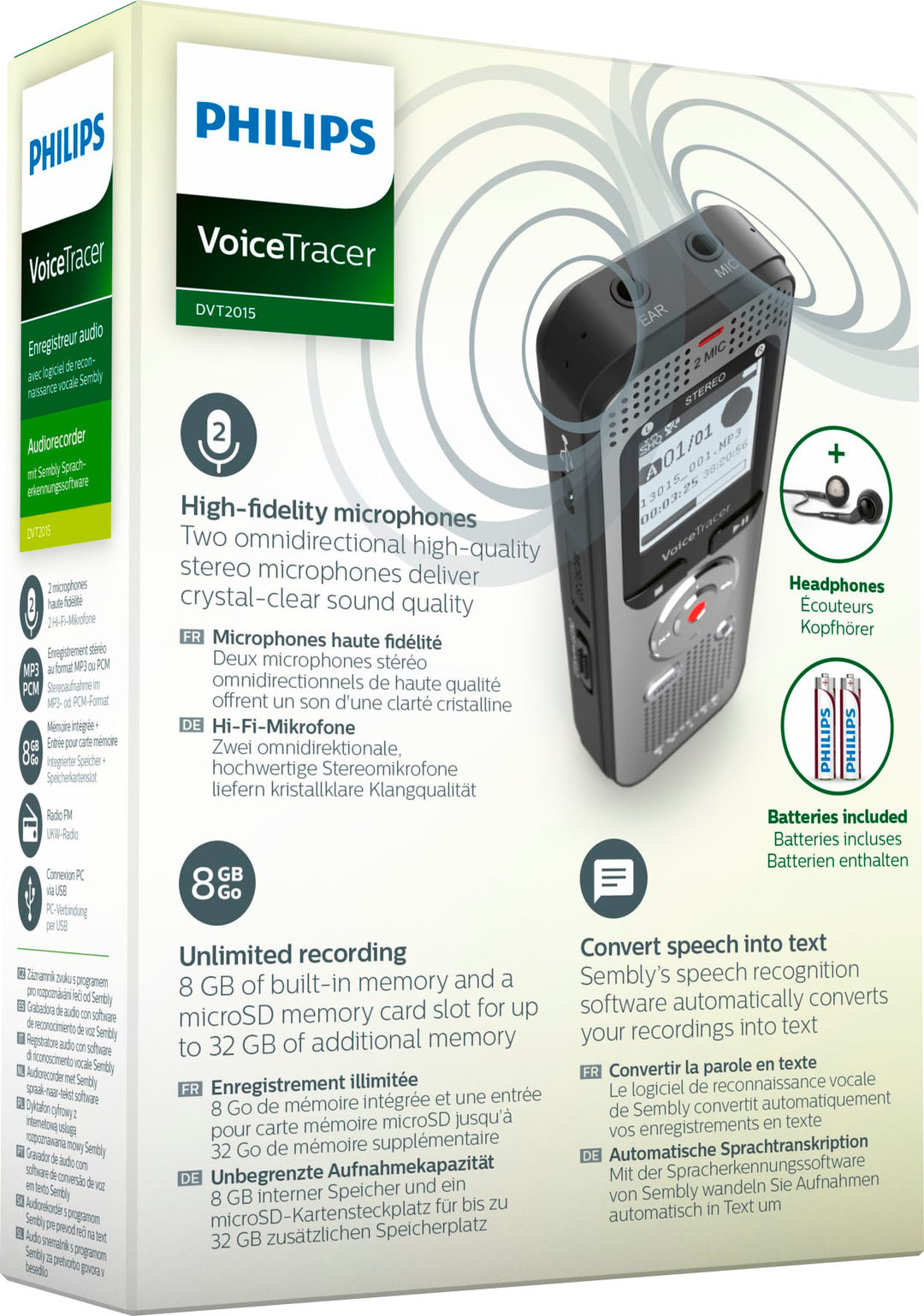 Philips VoiceTracer DVT2015 8GB Voice Recorder with Sembly Cloud Speech-to-Text Software_3