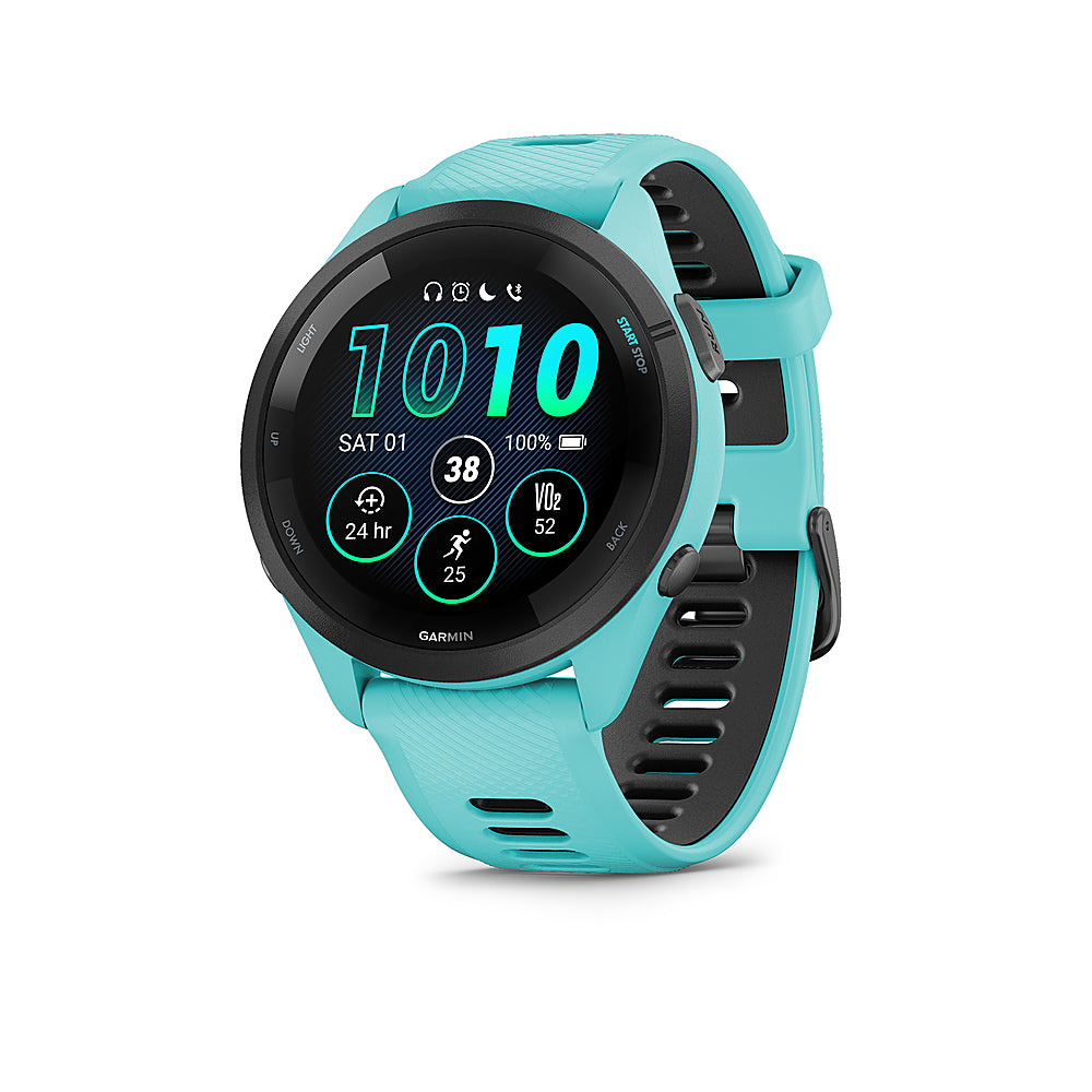 Garmin - Forerunner 265 GPS Smartwatch 46 mm Fiber-reinforced polymer - Black/Aqua_2