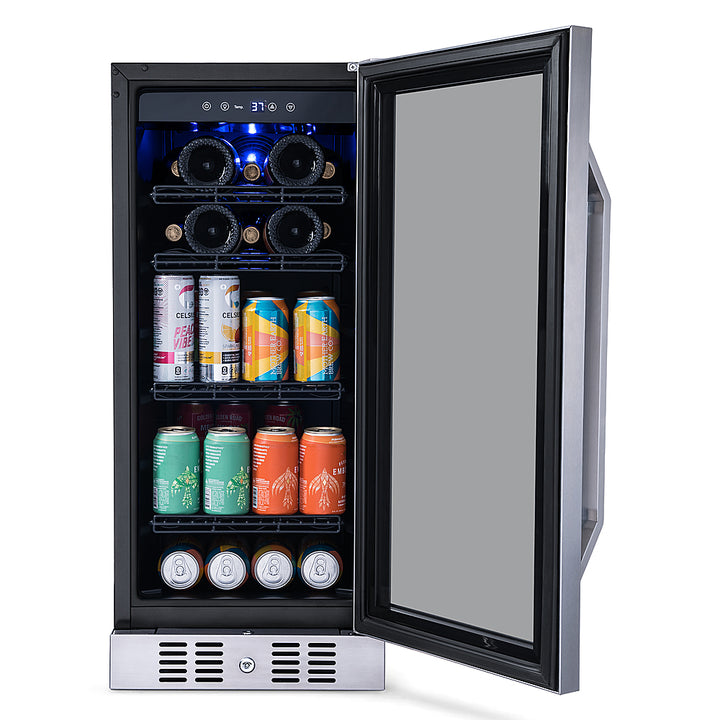 NewAir - 15” FlipShelf 33-Bottle or 80-Can Beverage Cooler with Reversible Shelves_8