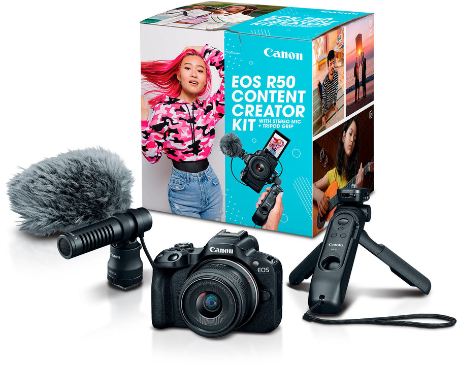 Canon - EOS R50 4K Video Mirrorless Camera with RF-S 18-45mm Content Creator Kit - Black_0