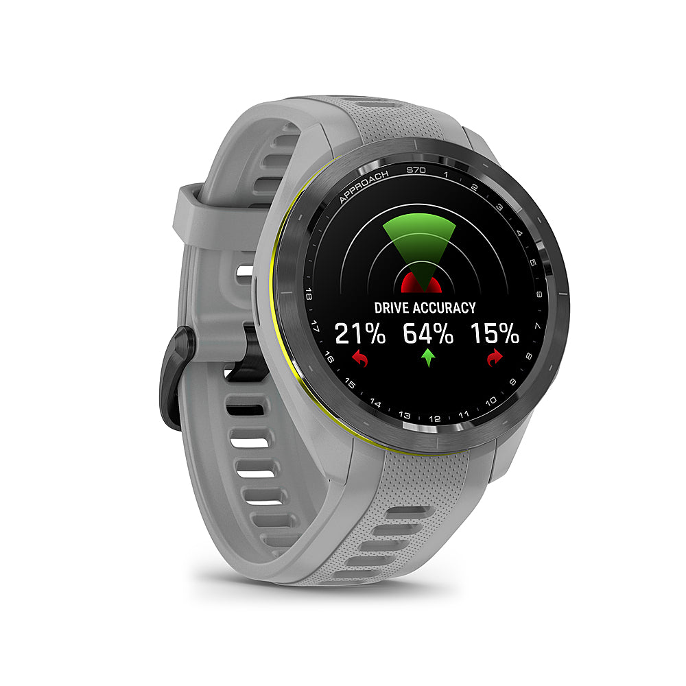 Garmin - Approach S70 GPS Smartwatch 42mm Ceramic - Black Ceramic Bezel with Powder Gray Silicone Band_1