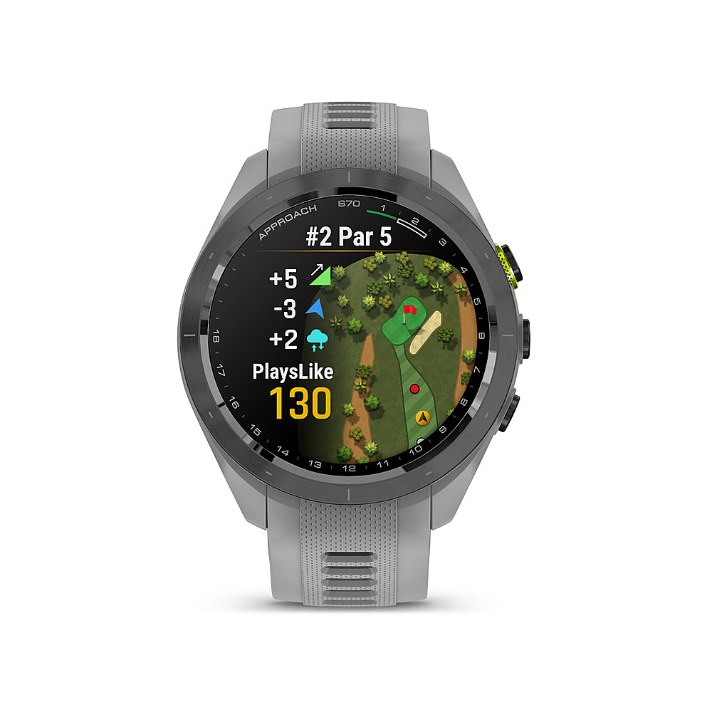 Garmin - Approach S70 GPS Smartwatch 42mm Ceramic - Black Ceramic Bezel with Powder Gray Silicone Band_0