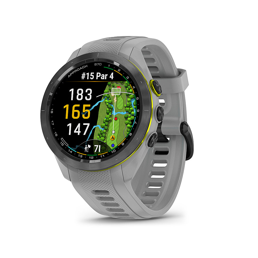 Garmin - Approach S70 GPS Smartwatch 42mm Ceramic - Black Ceramic Bezel with Powder Gray Silicone Band_2