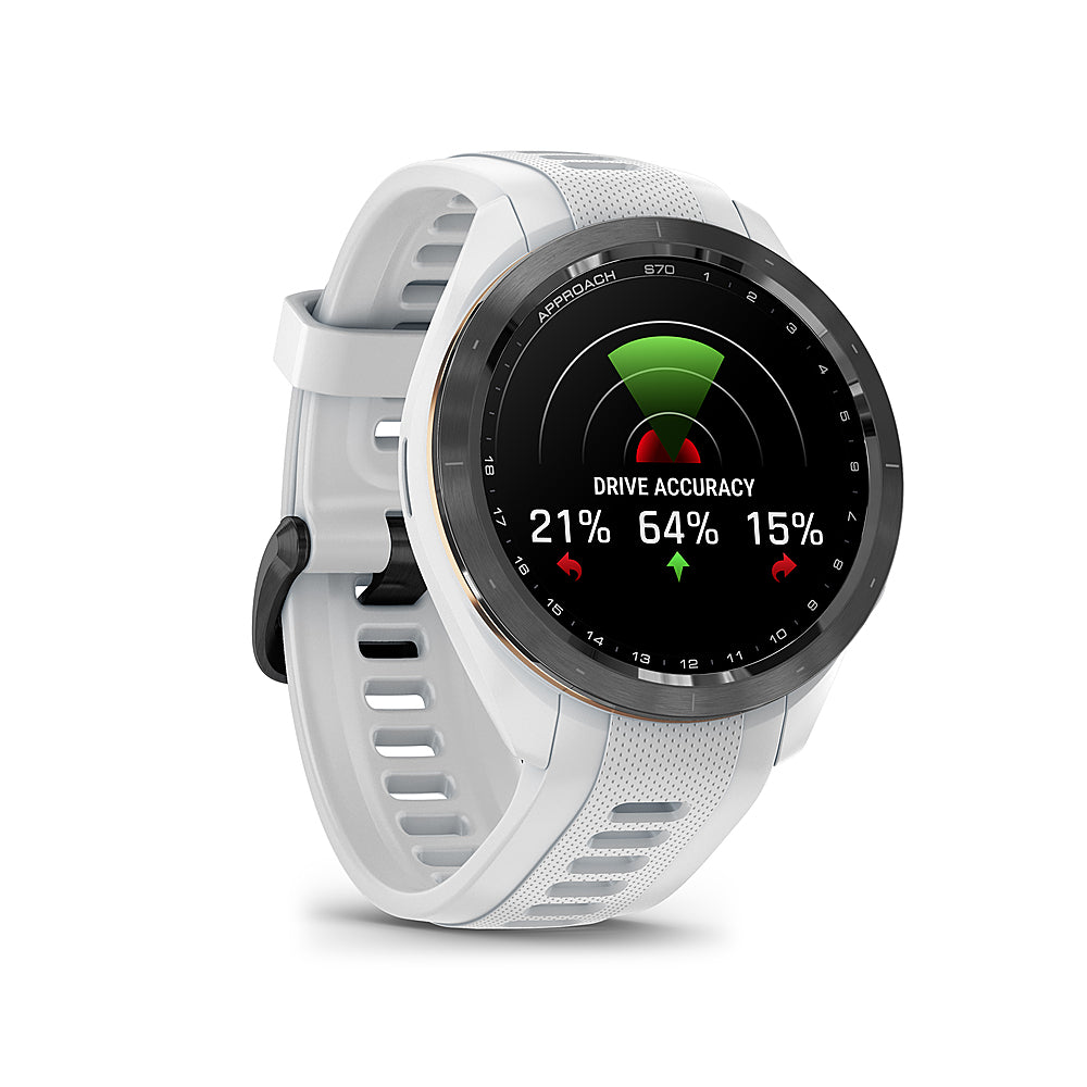 Garmin - Approach S70 GPS Smartwatch 42mm Ceramic - Black Ceramic Bezel with White Silicone Band_1