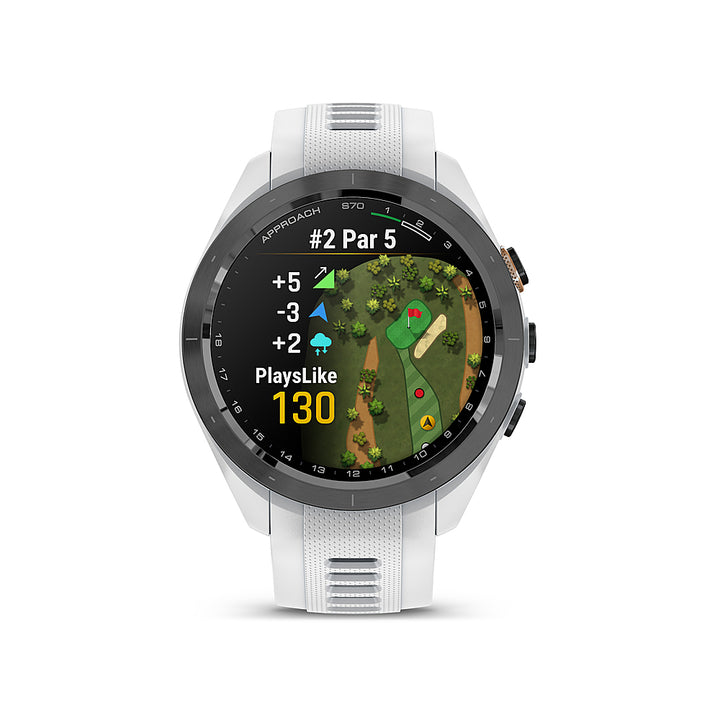 Garmin - Approach S70 GPS Smartwatch 42mm Ceramic - Black Ceramic Bezel with White Silicone Band_0