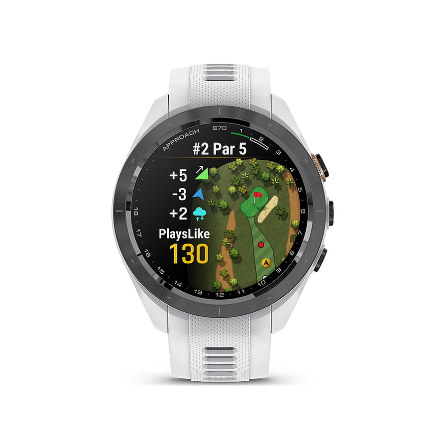 Garmin - Approach S70 GPS Smartwatch 42mm Ceramic - Black Ceramic Bezel with White Silicone Band_0