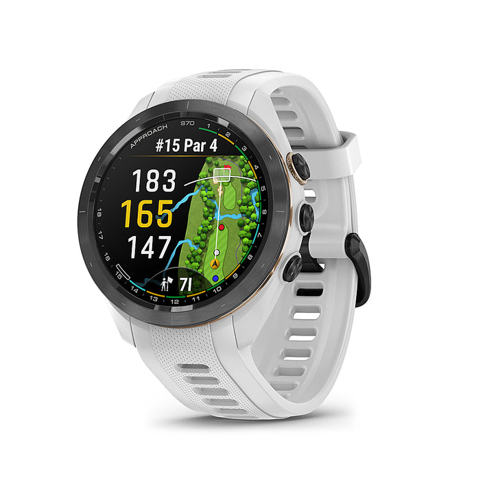 Garmin - Approach S70 GPS Smartwatch 42mm Ceramic - Black Ceramic Bezel with White Silicone Band_2
