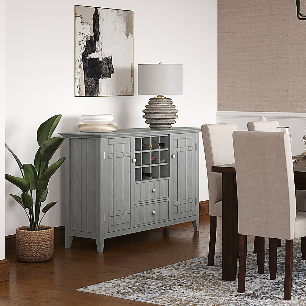 Simpli Home - Bedford SOLID WOOD 54 inch Wide Transitional Sideboard Buffet and Wine Rack in - Fog Grey_2