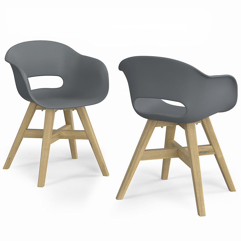Simpli Home - Kona Outdoor Dining Chair in Plastic ( Set of 2 ) - Pebble Grey_1