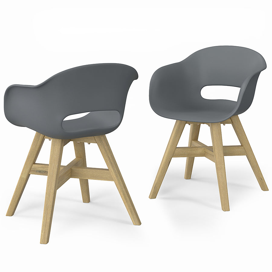 Simpli Home - Kona Outdoor Dining Chair in Plastic ( Set of 2 ) - Pebble Grey_0
