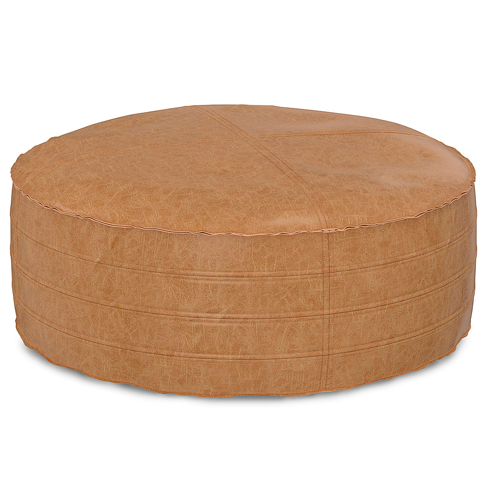 Simpli Home - Brody 32 inch Round Coffee Table Pouf - Distressed Brown_1