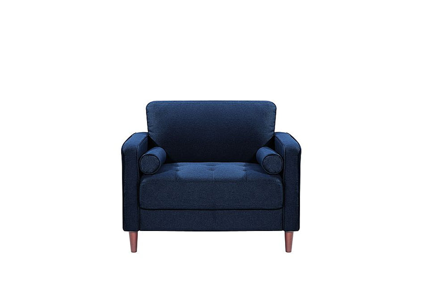 Lifestyle Solutions - Langford Chair with Upholstered Fabric and Eucalyptus Wood Frame - Navy Blue_0