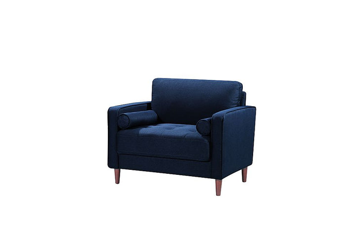 Lifestyle Solutions - Langford Chair with Upholstered Fabric and Eucalyptus Wood Frame - Navy Blue_4