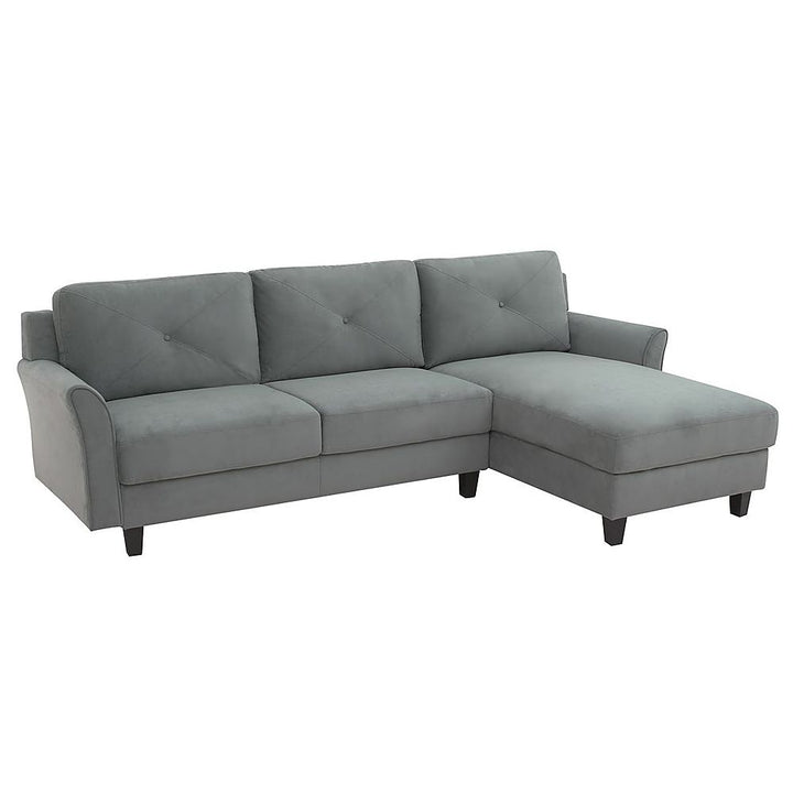 Lifestyle Solutions - Hartford Three Seat Sectional Sofa Upholstered Microfiber Fabric Curved Arms - Dark Grey_1