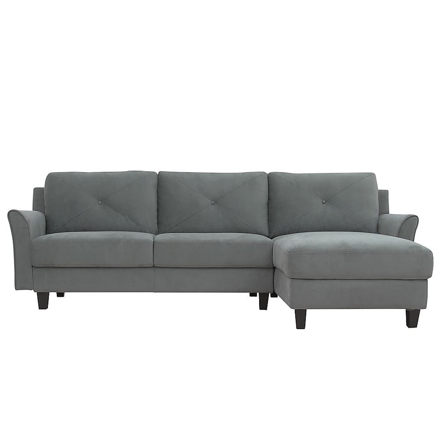 Lifestyle Solutions - Hartford Three Seat Sectional Sofa Upholstered Microfiber Fabric Curved Arms - Dark Grey_0