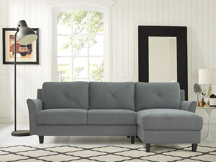 Lifestyle Solutions - Hartford Three Seat Sectional Sofa Upholstered Microfiber Fabric Curved Arms - Dark Grey_6