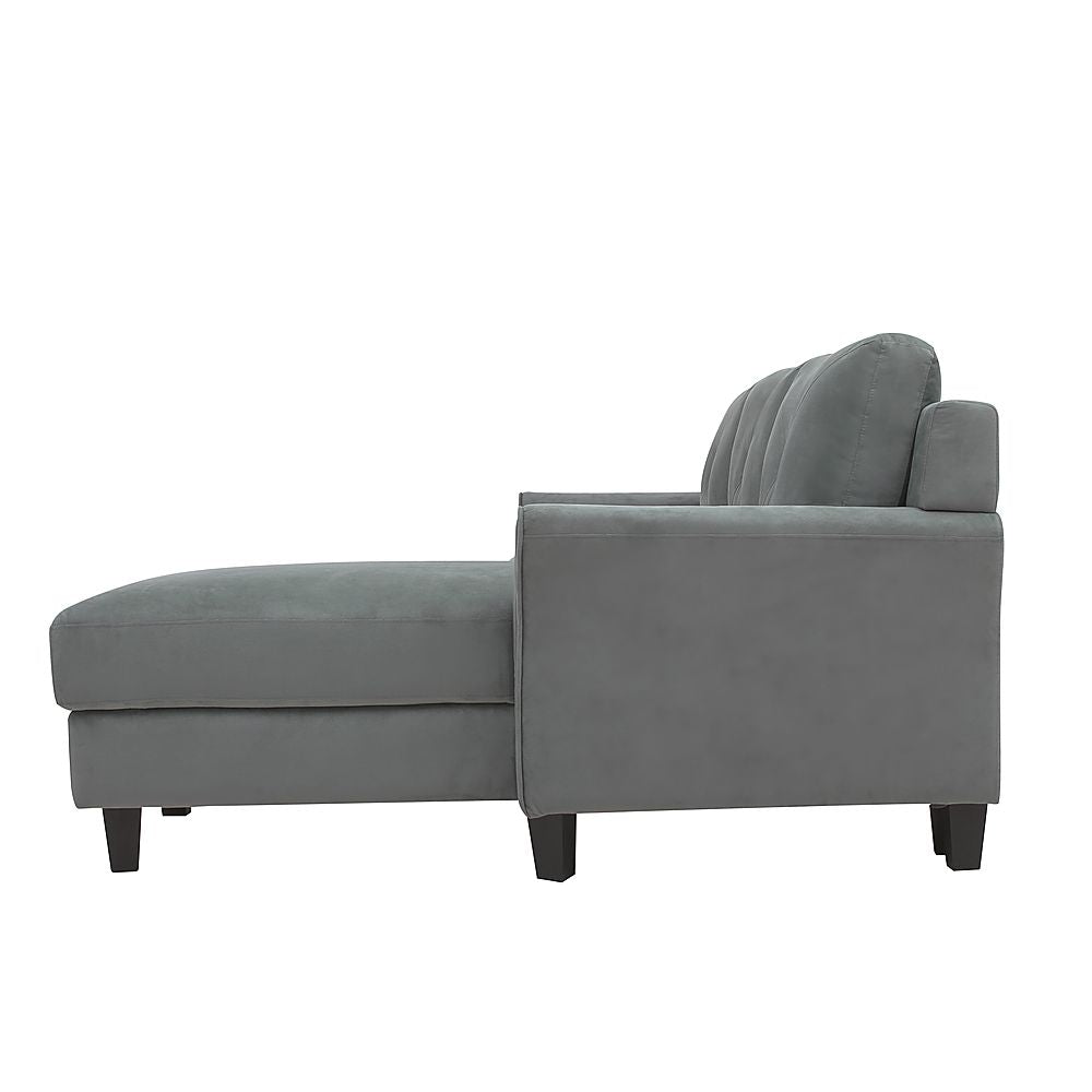 Lifestyle Solutions - Hartford Three Seat Sectional Sofa Upholstered Microfiber Fabric Curved Arms - Dark Grey_5