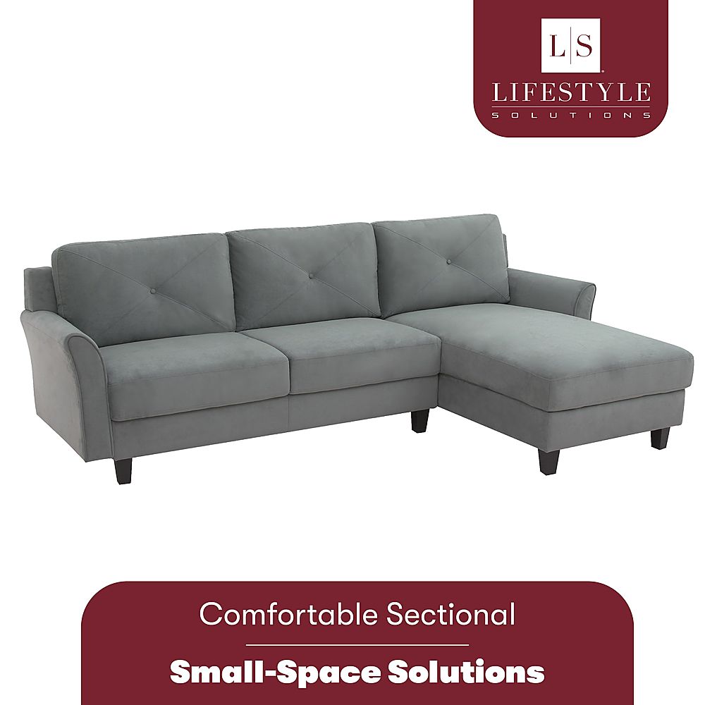 Lifestyle Solutions - Hartford Three Seat Sectional Sofa Upholstered Microfiber Fabric Curved Arms - Dark Grey_3