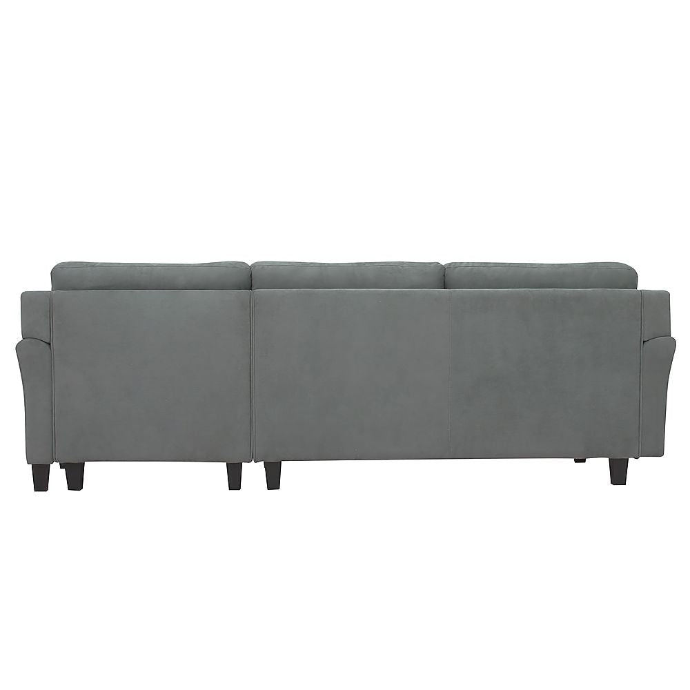 Lifestyle Solutions - Hartford Three Seat Sectional Sofa Upholstered Microfiber Fabric Curved Arms - Dark Grey_2