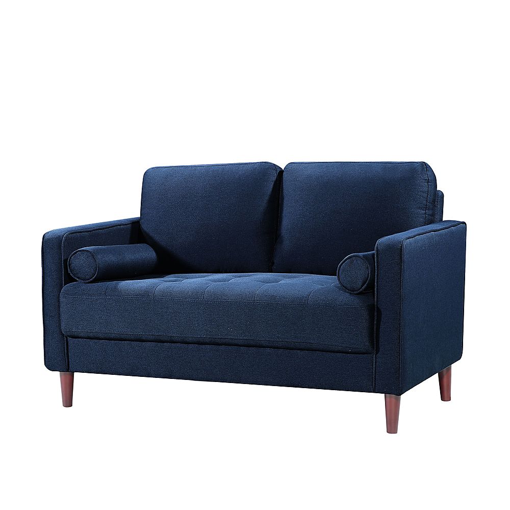 Lifestyle Solutions - Langford Loveseat with Upholstered Fabric and Eucalyptus Wood Frame - Navy Blue_1