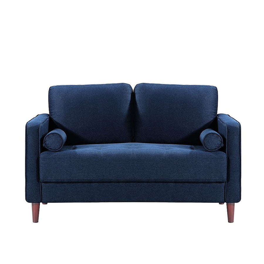 Lifestyle Solutions - Langford Loveseat with Upholstered Fabric and Eucalyptus Wood Frame - Navy Blue_0