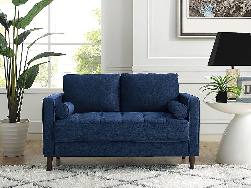 Lifestyle Solutions - Langford Loveseat with Upholstered Fabric and Eucalyptus Wood Frame - Navy Blue_3