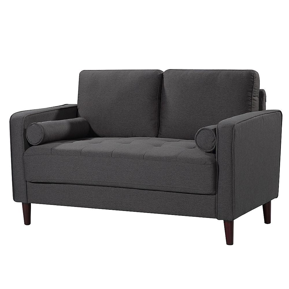 Lifestyle Solutions - Langford Loveseat with Upholstered Fabric and Eucalyptus Wood Frame - Heather Grey_1