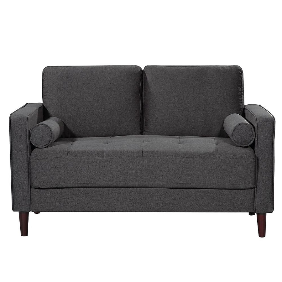 Lifestyle Solutions - Langford Loveseat with Upholstered Fabric and Eucalyptus Wood Frame - Heather Grey_0