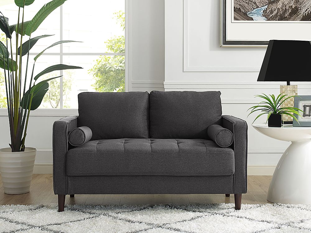 Lifestyle Solutions - Langford Loveseat with Upholstered Fabric and Eucalyptus Wood Frame - Heather Grey_2