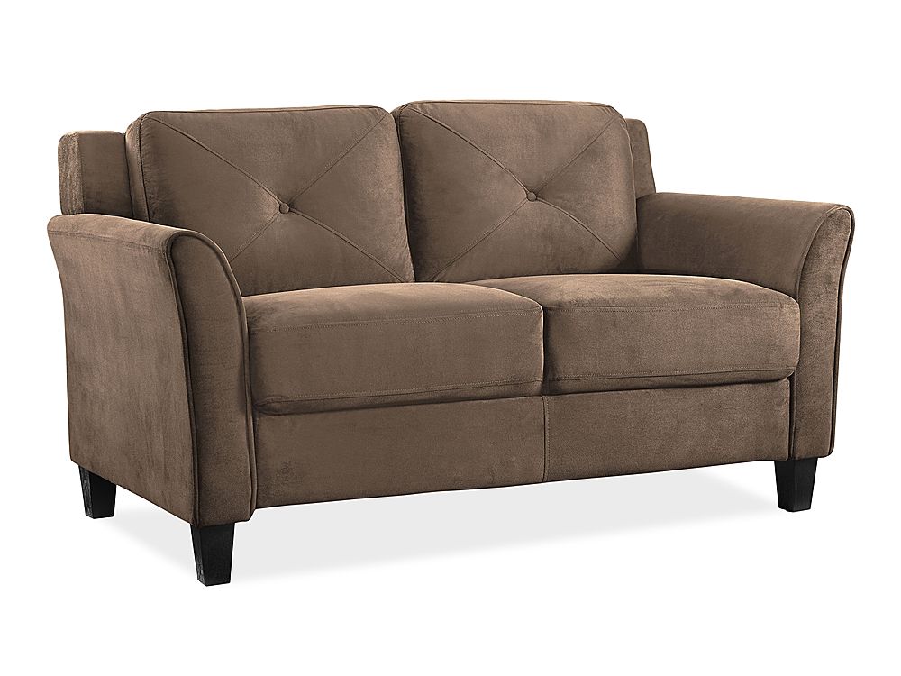 Lifestyle Solutions - Hartford Loveseat Upholstered Microfiber Fabric Rolled Arms - Brown_1