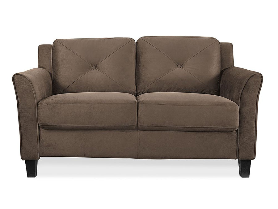Lifestyle Solutions - Hartford Loveseat Upholstered Microfiber Fabric Rolled Arms - Brown_0