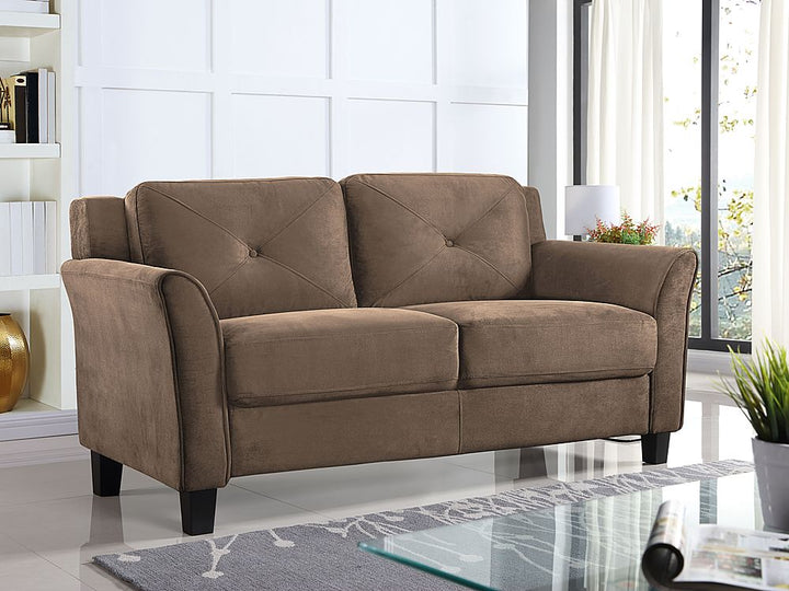 Lifestyle Solutions - Hartford Loveseat Upholstered Microfiber Fabric Rolled Arms - Brown_2