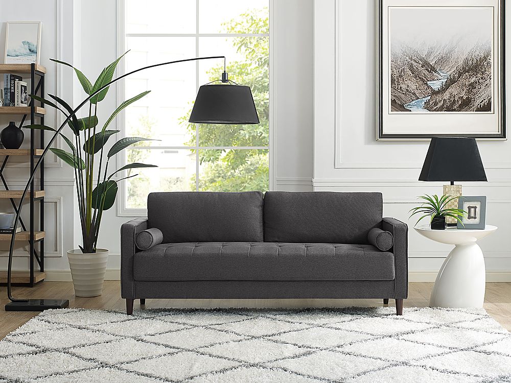 Lifestyle Solutions - Langford Sofa with Upholstered Fabric and Eucalyptus Wood Frame - Heather Grey_1